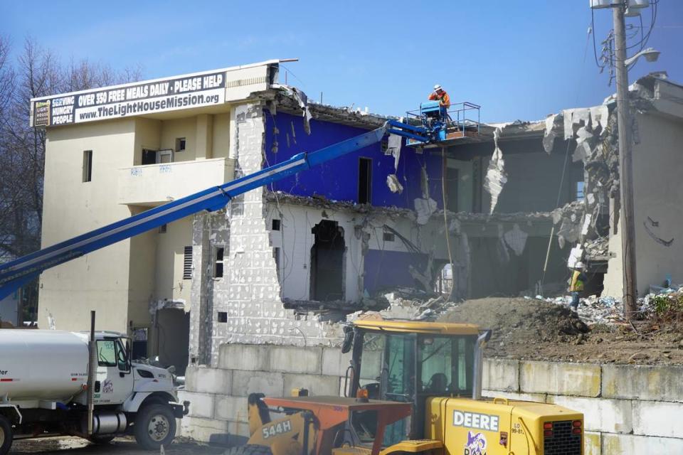 Demolition beings Tuesday, Marcy 14, at the Lighthouse Mission Ministries building at 910 Holly St. in Bellingham. Ram Construction led the demolition, which will continue for several days.