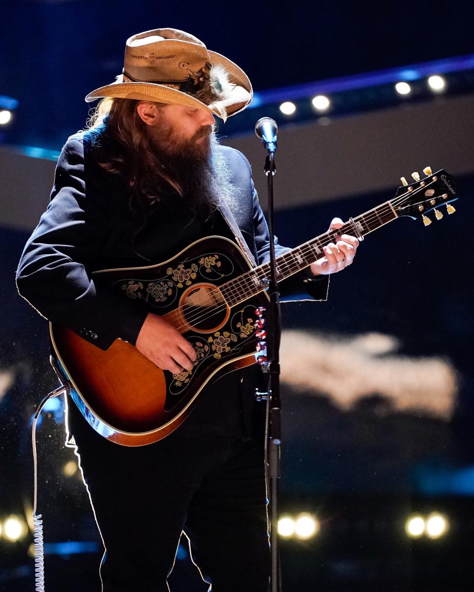 Chris Stapleton performs during the taping of the CMT Giants: Vince Gill special at The Fisher Center for the Performing Arts in Nashville, Tenn., Monday, Sept. 12, 2022.