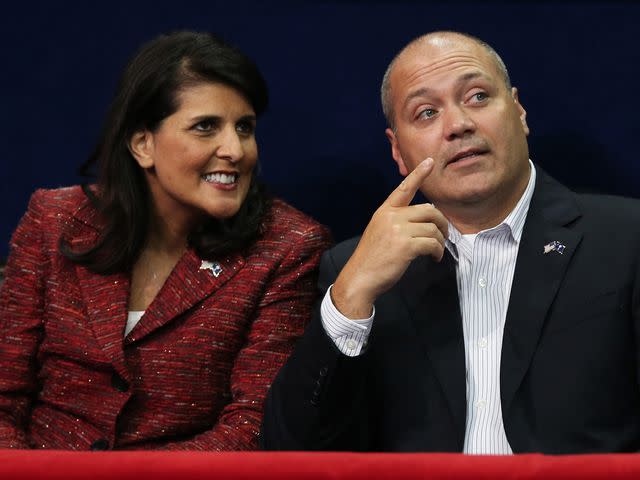 <p>Win McNamee/Getty</p> Nikki Haley and her husband Michael Haley attend the third day of the 2012 Republican National Convention