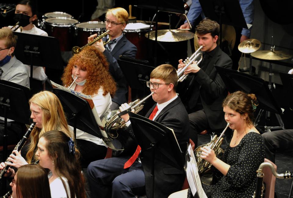 The Wooster symphonic band performs in the Performing Arts Center at Wooster High School.