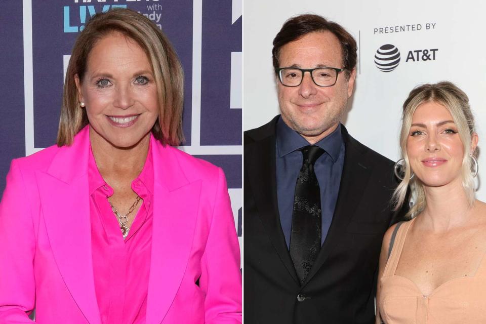 <p>Charles Sykes/Bravo via Getty, Mike Coppola/Getty</p> Katie Couric (left) told Kelly Rizzo (right) and John Stamos that she went on a date with Bob Saget (middle).