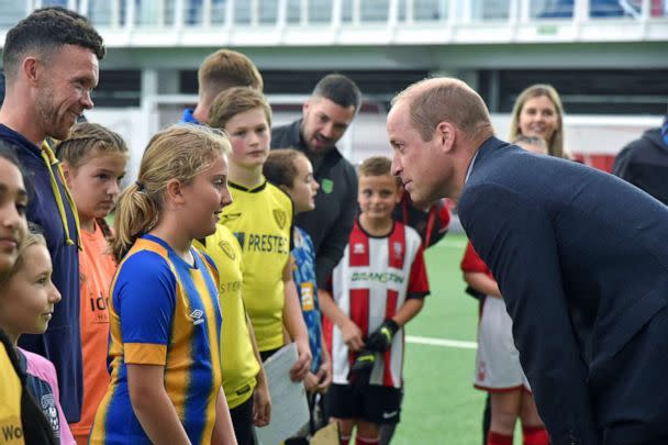 PHOTO: Prince William, the Prince of Wales and President of Football Association, visits England's national football centre at St. George's Park to mark its 10th anniversary as the home of English football, in Burton upon Trent, Britain, Oct. 5, 2022.  (Rui Viera/Pool via Reuters)