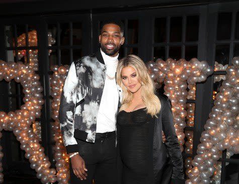 LOS ANGELES, CA - MARCH 10: Tristan Thompson and Khloe Kardashian pose for a photo as Remy Martin celebrates Tristan Thompson's Birthday at Beauty & Essex on March 10, 2018 in Los Angeles, California. (Photo by Jerritt Clark/Getty Images for Remy Martin )