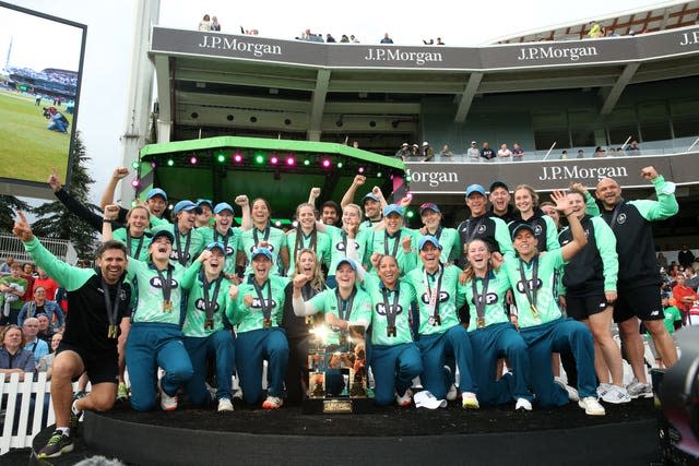 Oval Invincibles players celebrate 