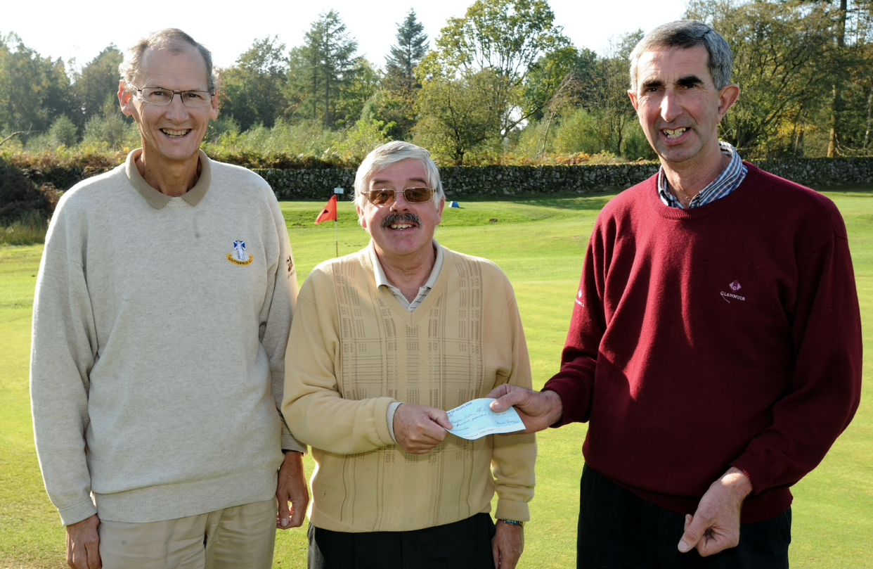 Derek Roan (right), pictured with Hamish Biggar and Mike Hollis from the Dalbeattie Rotary Club, appeared on BBC series This Farming Life. (Reach)