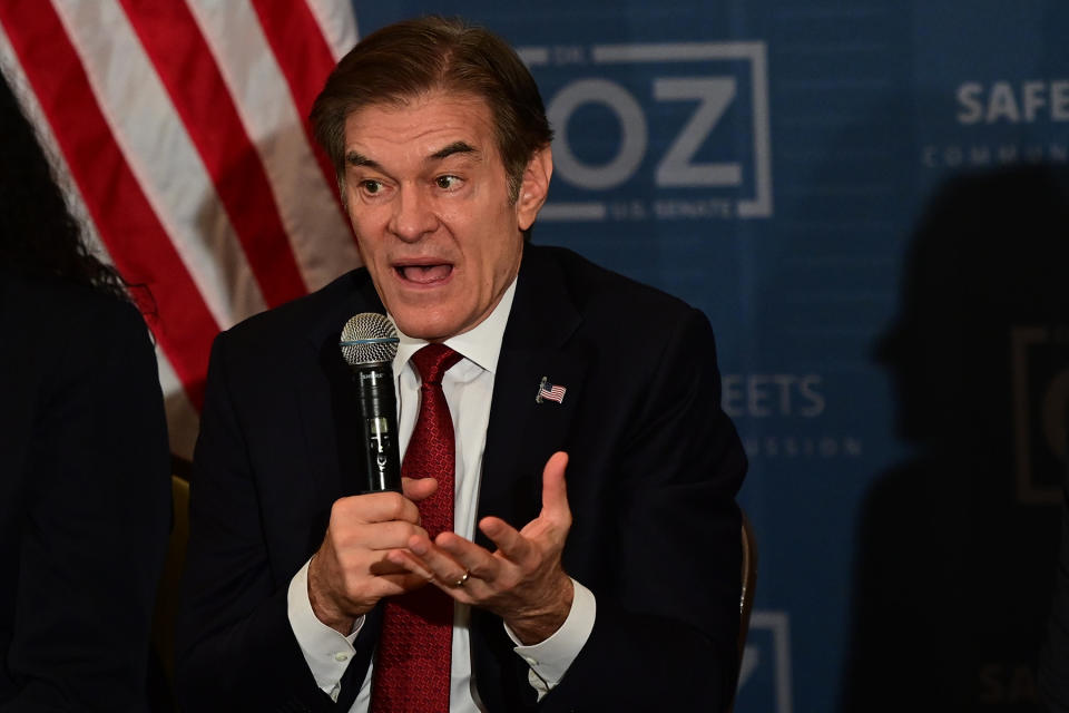 PHILADELPHIA, PA - OCTOBER 13: Republican U.S. Senate candidate Dr. Mehmet Oz hosts a safer streets community discussion at Galdos Catering and Entertainment on October 13, 2022 in Philadelphia, Pennsylvania. In the November general election, Oz faces Democratic Pennsylvania Senate nominee John Fetterman. (Photo by Mark Makela/Getty Images)