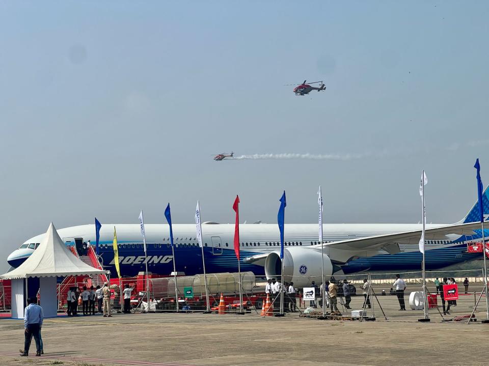 Flight Test 1 at the airshow during a helicopter flying display.