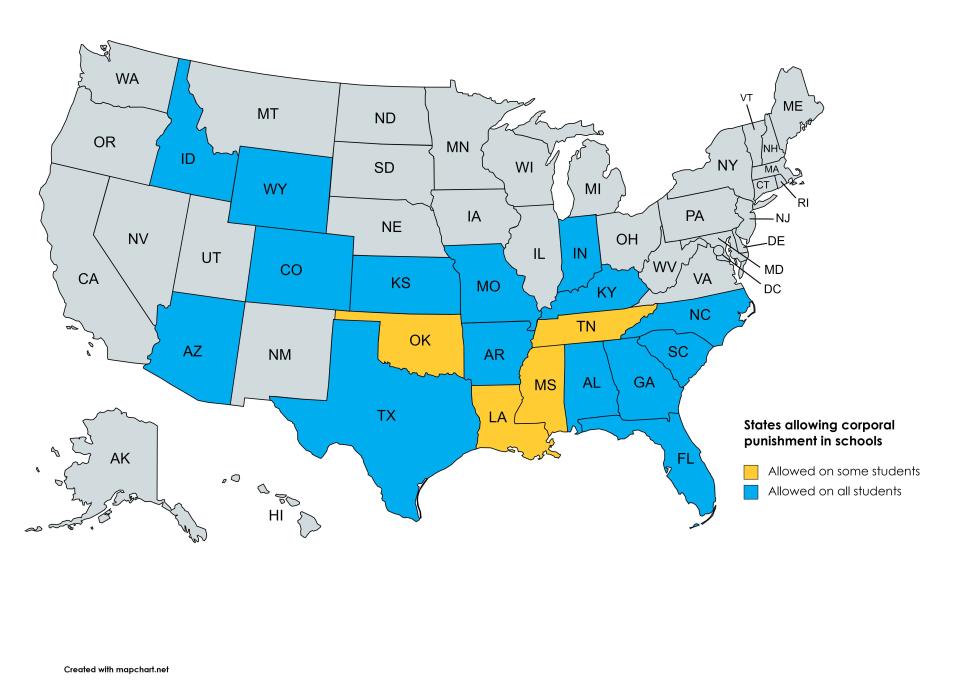 Corporal punishment has been on the decline in the United States for the last several decades, but according to a Hechinger Report analysis, 150 schools in eight states used it on a fifth or more of their students in the 2017-2018 school year. Sixty-nine of those schools were in Mississippi .