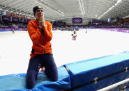 <p>Dutch dominance in speed skating continued as Ireen Wust took gold in the 1,500m women’s long track. Japan’s Miho Takagi took silver, while Wust’s Dutch teammate Marrit Leenstra won bronze. (Getty) </p>