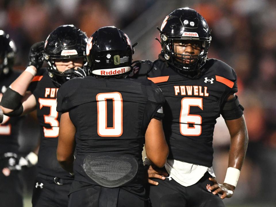 Powell's Steven Soles Jr. (6) during the high school football game against Clinton on Thursday, September 14, 2023 in Knoxville, Tenn.