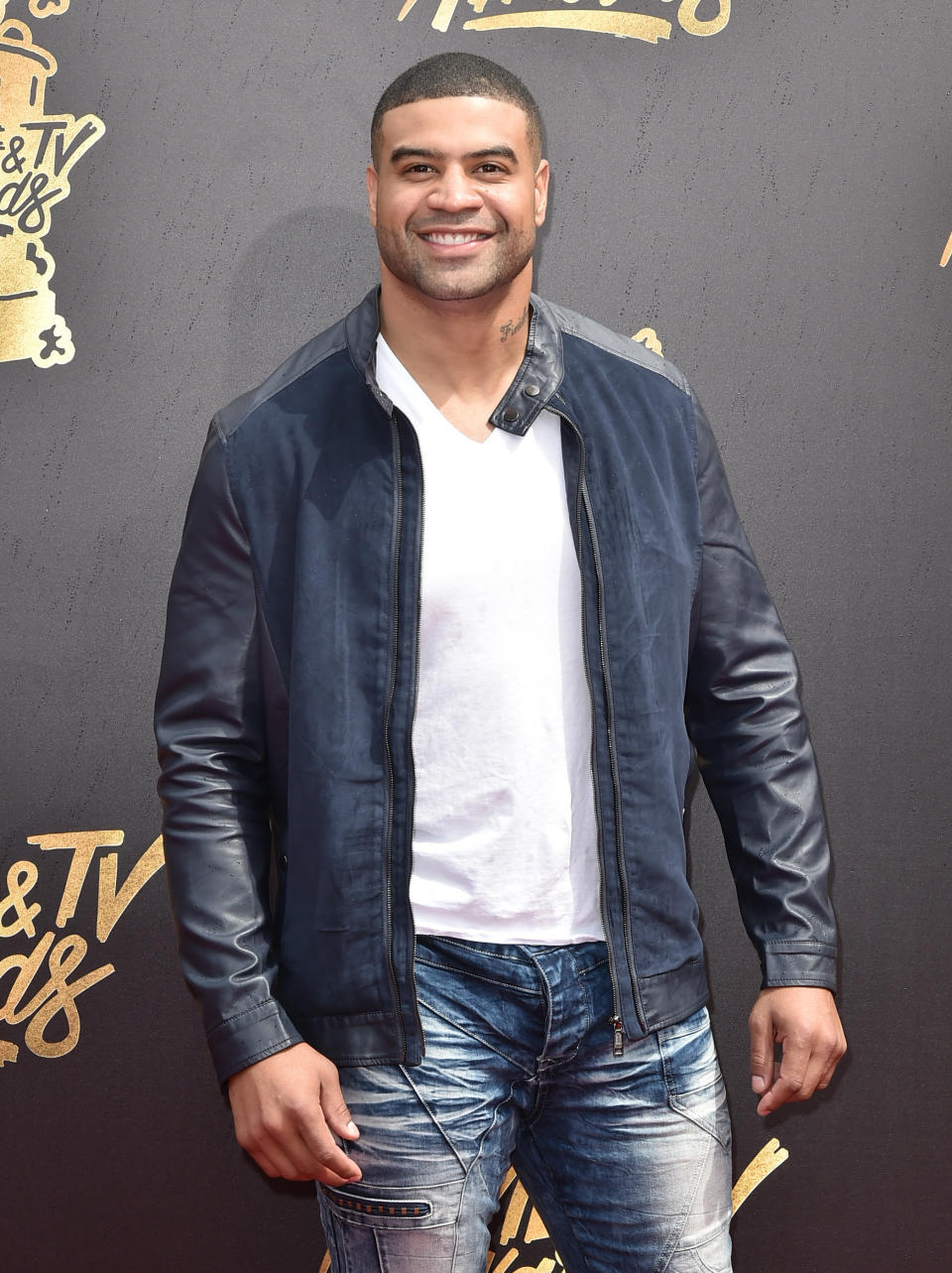 Former NFL player Shawne Merriman attends the 2017 MTV Movie And TV Awards at The Shrine Auditorium on May 7, 2017 in Los Angeles, California.&nbsp;