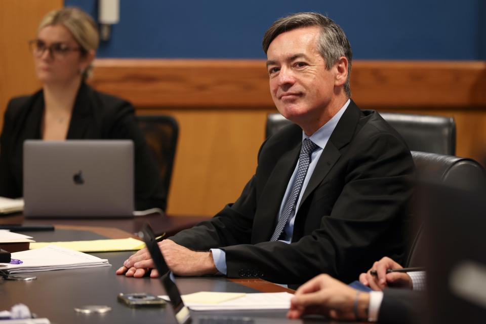 Kenneth Chesebro, lawyer for U.S. President Donald Trump's 2020 re-election campaign, appears before Judge Scott McAfee in a case management court hearing related to the Fulton County 2020 election interference case in Atlanta on Oct. 20, 2023.