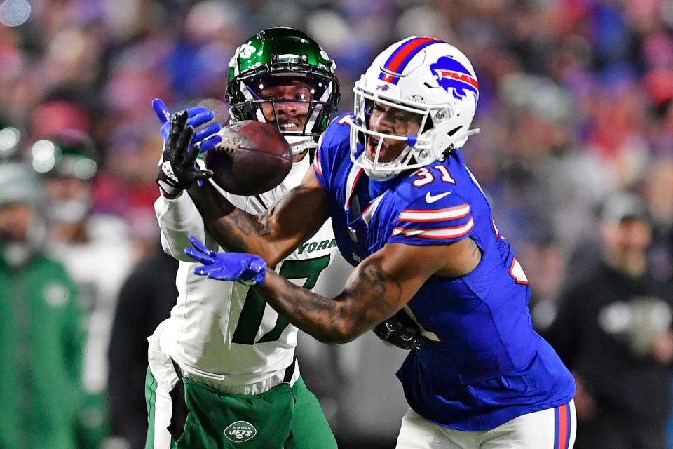 This was the first of Rasul Douglas' two interceptions last week against the Jets.