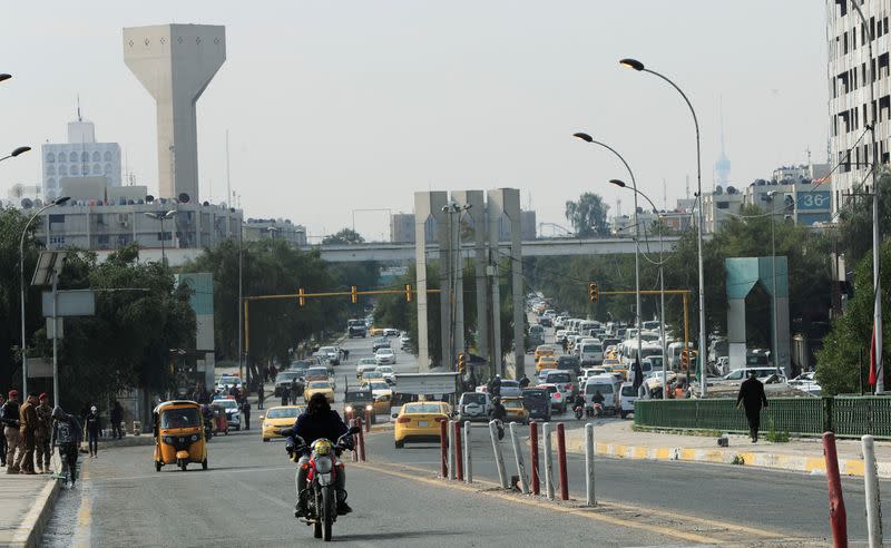 Iraqi security forces re-open BaghdadÕs Sinak bridge, after it was shut down by protesters, in Baghdad