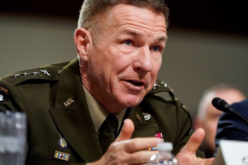FILE PHOTO: Gen. James C. McConville, chief of staff of the Army, testifies to the Senate Armed Services Committee during a hearing examining military housing on Capitol Hill in Washington