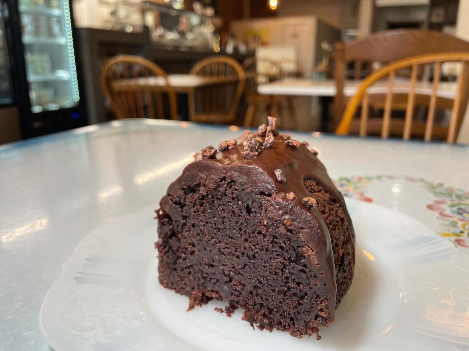 Another fave for Lohud Food & Dining Reporter Jeanne Muchnick: The chocolate mocha cake made with cold brew at Flours Pasta & Bakeshop in Haverstraw. Photographed April 2024