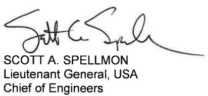 The signature of Lt. Gen. Scott Spellmon, chief of engineers for the U.S. Army Corps of Engineers, approving a project to reconstruct parts of Louisville's flood protection system.