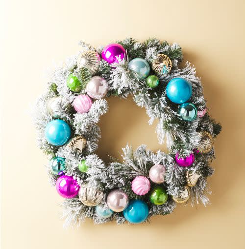 Faux Wreath with Multicolor Ornaments