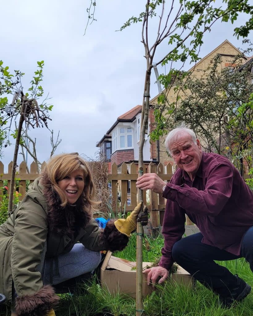 Kate Garraway planting a tree with her father-in-law