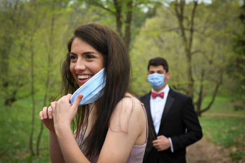 Boston area teens dress up for their prom photos, without the prom to go to amid the coronavirus disease (COVID-19) outbreak in Massachusetts