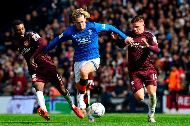 Todd Cantwell on the ball against Hearts -Credit:SNS Group