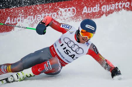 Feb 10, 2015; Vail, CO, USA; Ted Ligety of the United States after his race in the first round in the Nations Team Event during the FIS alpine skiing world championships at Golden Peak Stadium. Jerry Lai-USA TODAY Sports