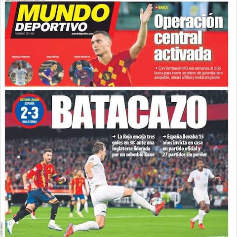 Harry Kane controls the ball -&nbsp;Harry Kane&#39;s brilliant performance steals the headlines - Credit: Mundo Deportivo newspapers