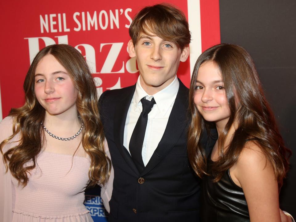 (L-R) Marion Loretta Elwell Broderick, James Wilkie Broderick and Tabitha Hodge Broderick pose at the opening night of the Neil Simon play "Plaza Suite" on Broadway.