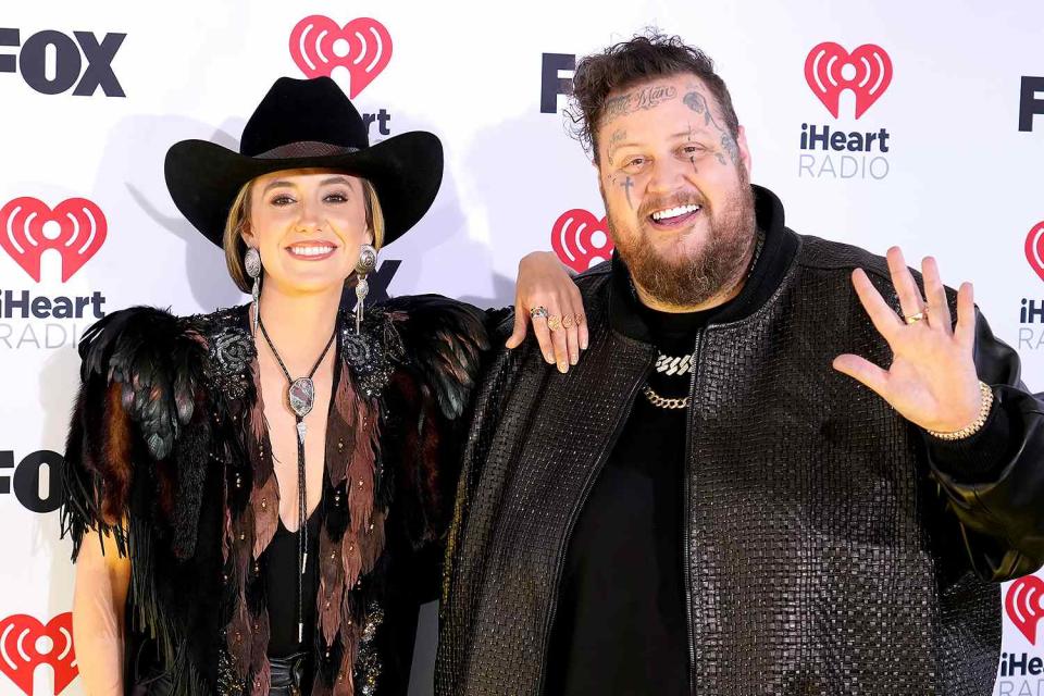 <p>Jeff Kravitz/FilmMagic</p> Lainey Wilson and Jelly Roll at the iHeartRadio Music Awards in Los Angeles in April 2024
