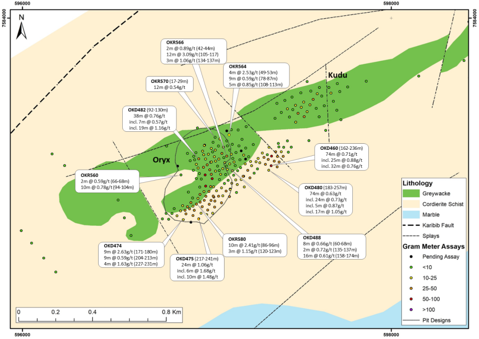 Recent assay results at Twin Hills West indicating scope for mineral resource growth