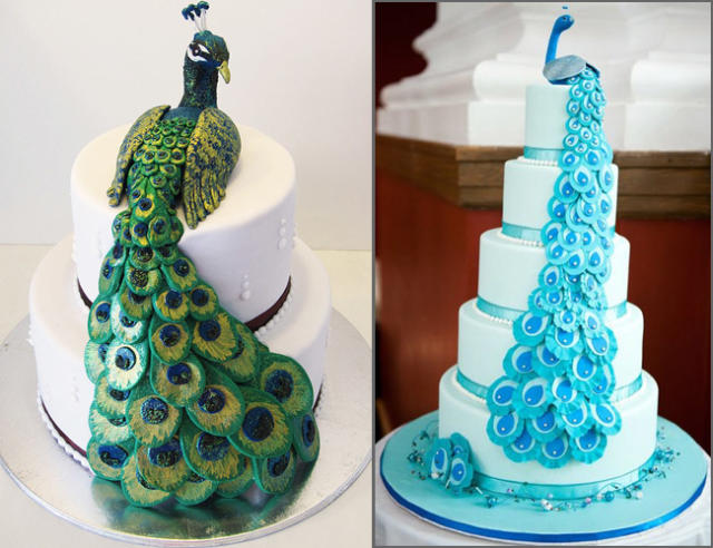 A Gorgeous Peacock Cake With Cupcake Tail Feathers