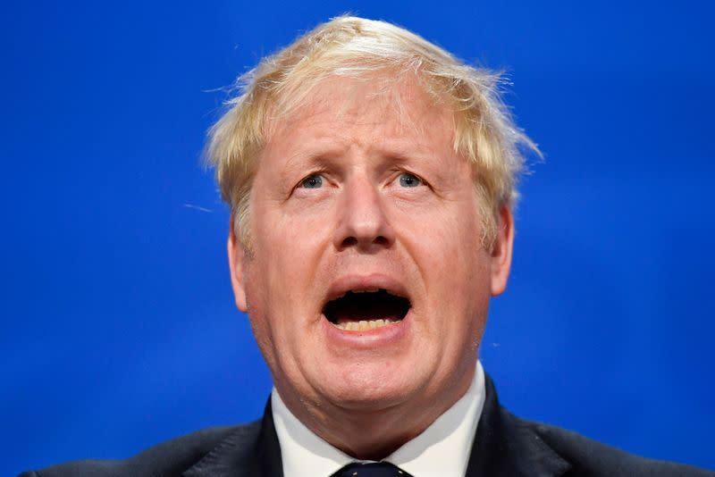 Britain's Prime Minister Johnson, Chancellor of the Exchequer Sunak and Health Secretary Javid give news conference in London