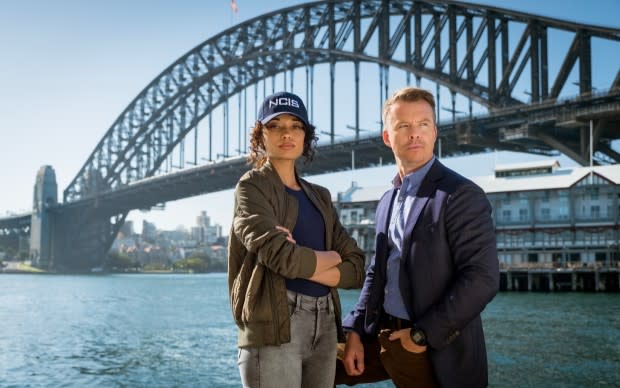 Olivia Swann as NCIS Special Agent Captain Michelle Mackey and Todd Lasance as AFP Liaison Officer Sergeant Jim 'JD' Dempsey<p>Credit: Daniel Asher Smith/Paramount+</p>