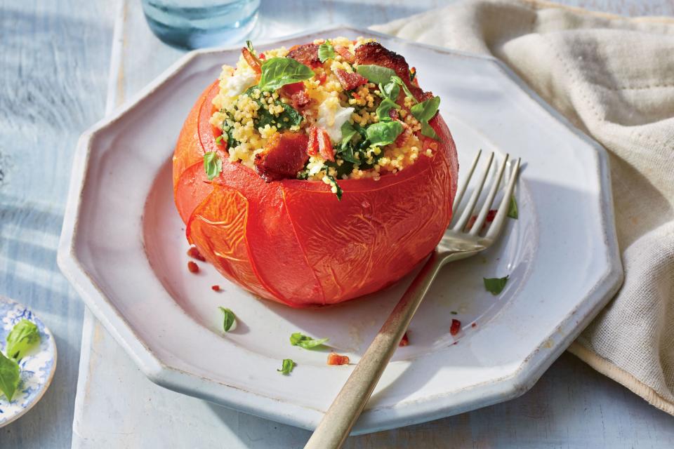 Bacon-Spinach-and-Couscous Stuffed Tomatoes