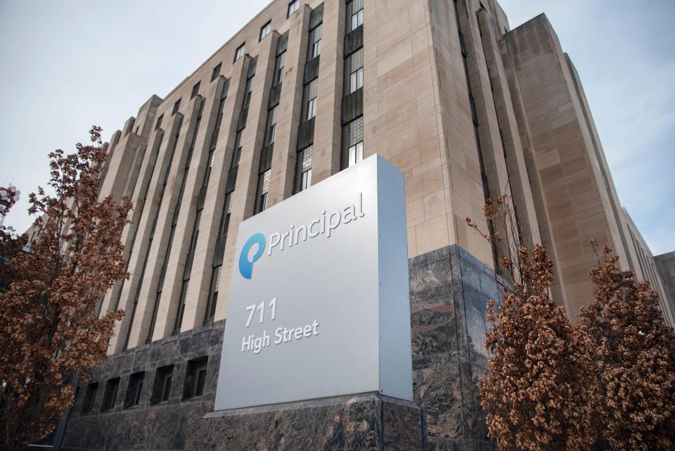 The headquarters of Principal Financial Group, investment management and insurance company is seen on Feb. 22, 2021 in downtown Des Moines.