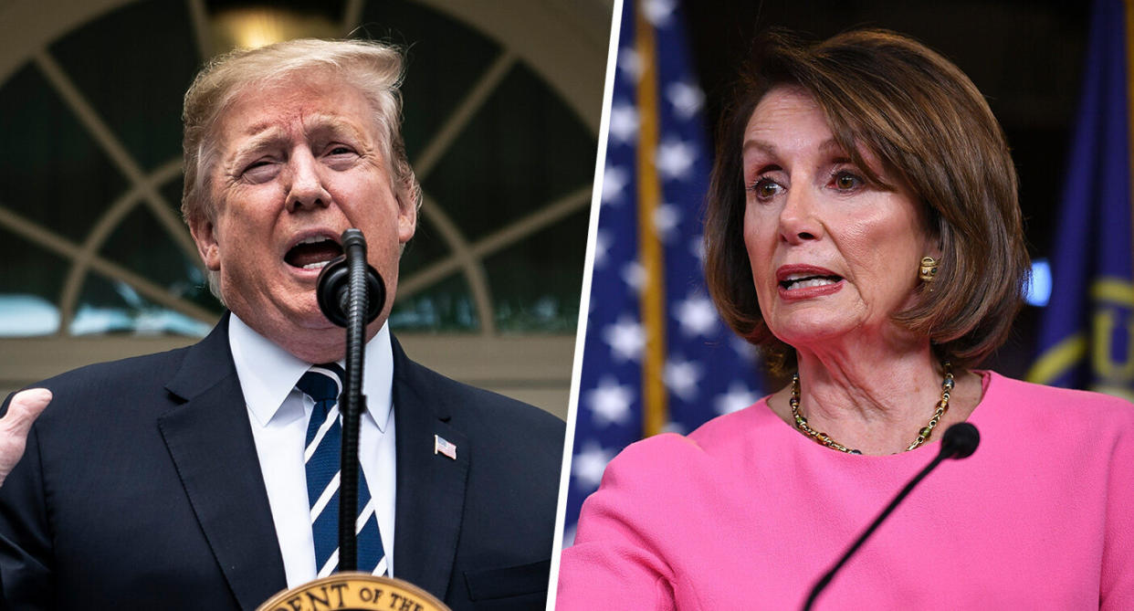 President Trump (Photo: Jabin Botsford/The Washington Post via Getty Images); House Speaker Nancy Pelosi, D-Calif. (Photo: Mandel Ngan/AFP/Getty Images)