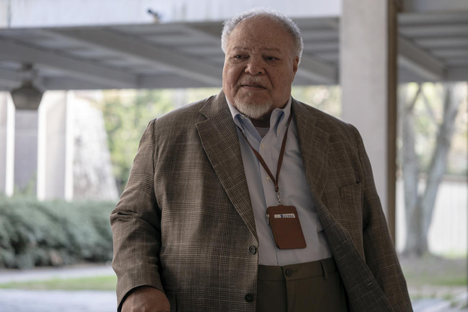 This image released by A24 shows Stephen McKinley Henderson in a scene from "Civil War." (Murray Close/A24 via AP)