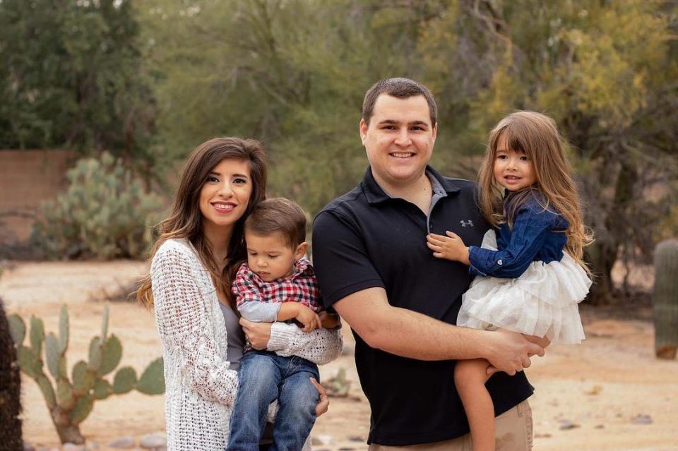 Bridget with her husband Chris and their two children. Source: MEGA