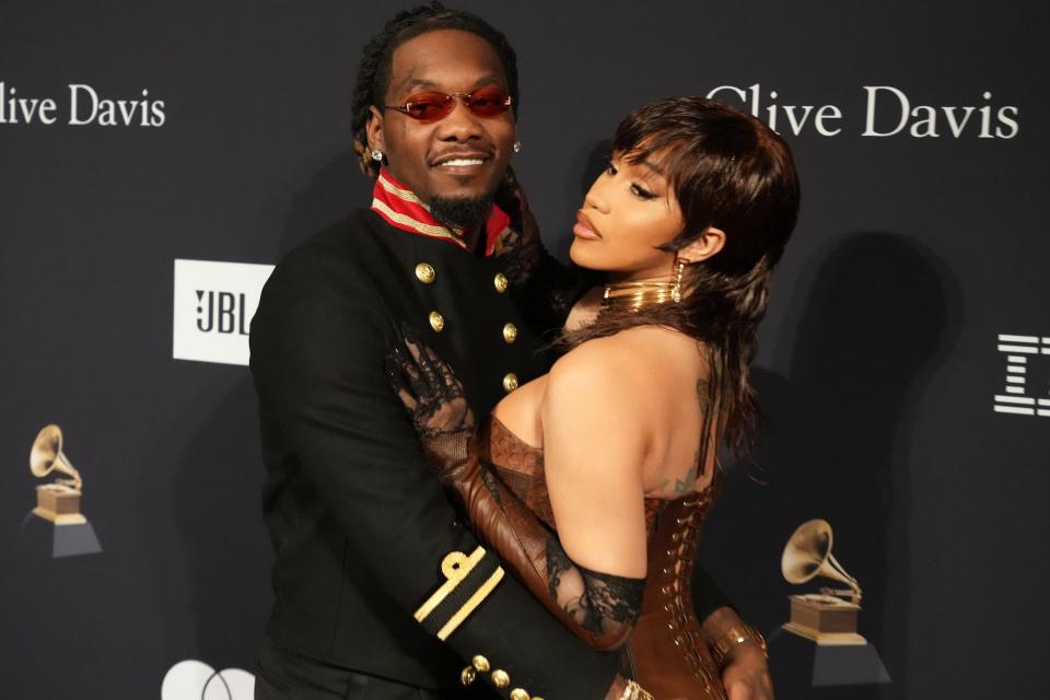 Offset and Cardi B attend the Pre-GRAMMY Gala & GRAMMY Salute To Industry Icons Honoring Julie Greenwald & Craig Kallman at The Beverly Hilton on February 04, 2023 in Beverly Hills, California.