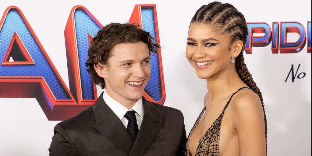 zendaya and tom holland on a spider man red carpet together