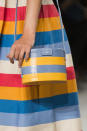 <p><i>Blue-and-yellow-striped bag from the SS18 Carolina Herrera collection. (Photo: ImaxTree) </i></p>