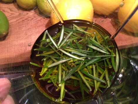 lemon, olive oil and rosemary in the blender