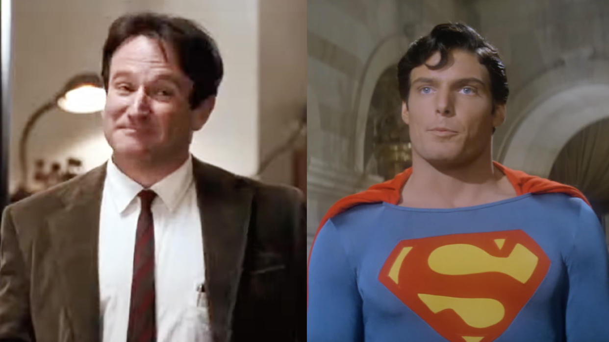  Robin Williams starring in The Dead Poets Society, Chris Reeve as Superman in the 1978 movie. . 