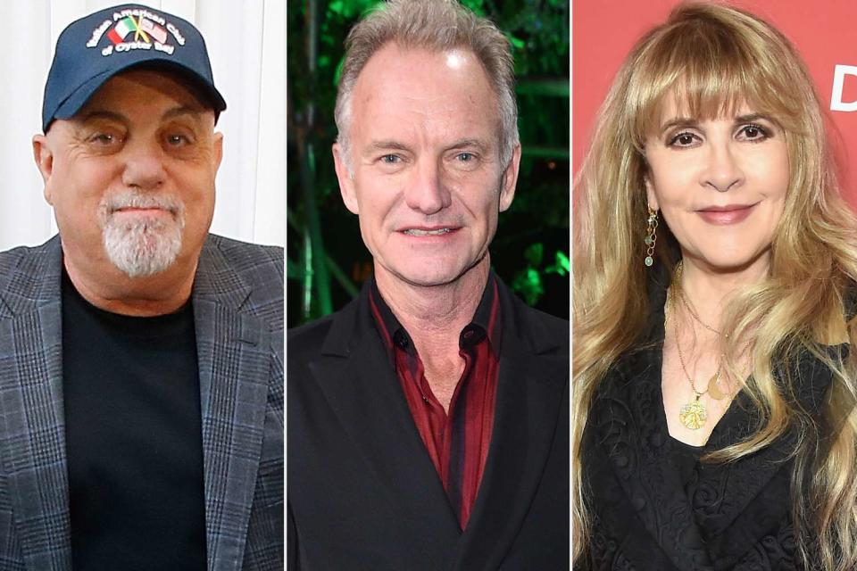 <p>John Lamparski/WireImage, Tristar Media/Getty, Kevin Mazur/Getty</p> Billy Joel, Sting and Stevie Nicks