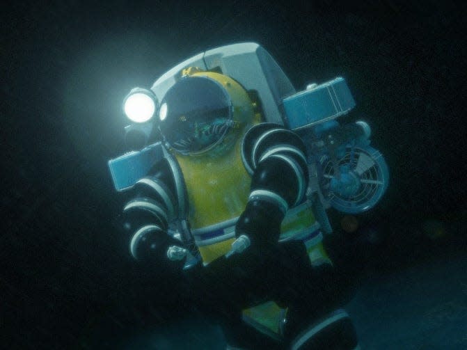 A 3D picture of a modern diving suit from 2012.