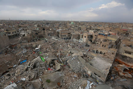 FILE PHOTO - General view of destroyed buildings in the old city of Mosul, Iraq February 24, 2018. REUTERS/Alaa al-Marjani