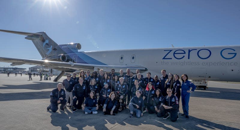 Crew members of the AstroAccess disabled research flight conducted on December 15, 2022 at Ellington Field in Houston, Texas.