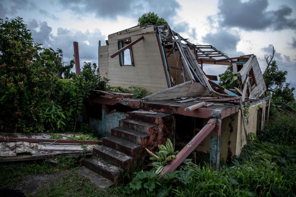 PHOTO: A house damaged by Hurricane Maria stands in Kalinago, Dominica, on Wednesday, May 9 2018. (Alejandro Cegarra/Bloomberg via Getty Images)