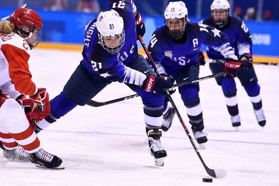 Hilary Knight (21) and the U.S. women’s hockey team are ready for another showdown with Canada. (Getty)