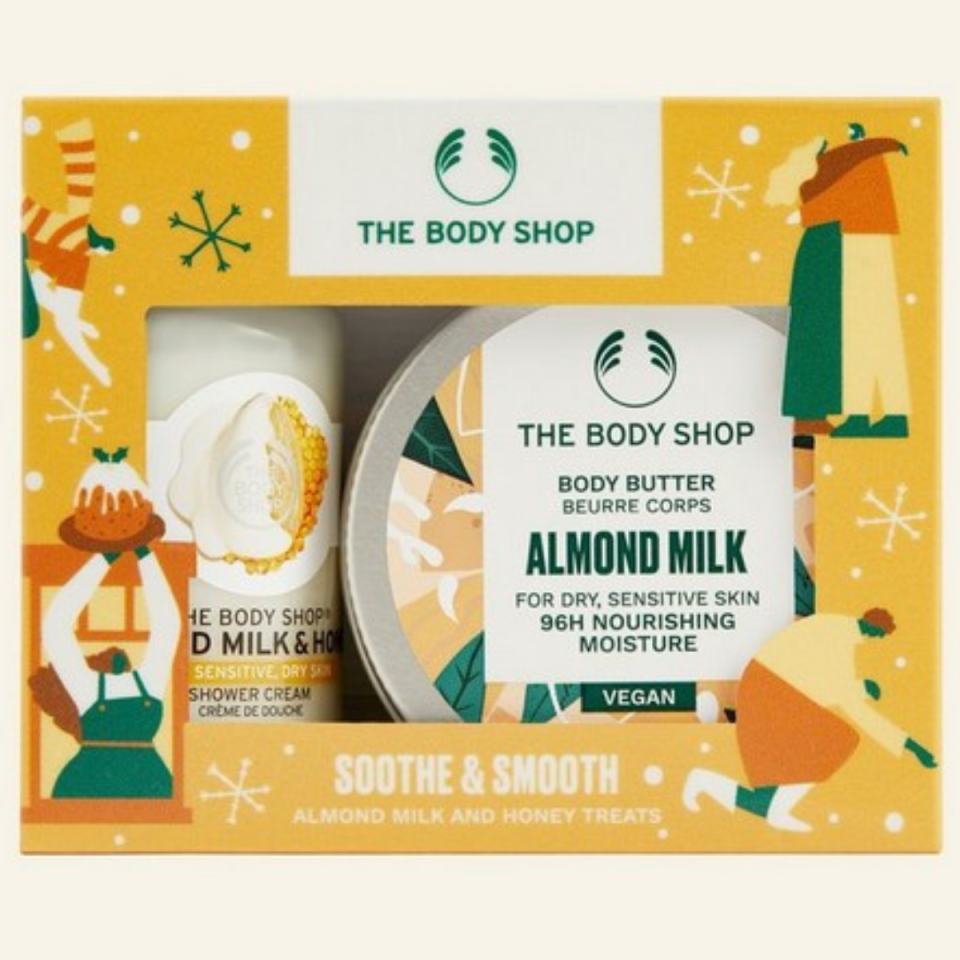 A Christmassy, deliciously-scented shower set. Photo: The Body Shop